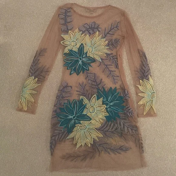 Nasty Gal x For Love & Lemons Tropicana Embroidered Mesh Sheer Mini Dress - Picture 5 of 16